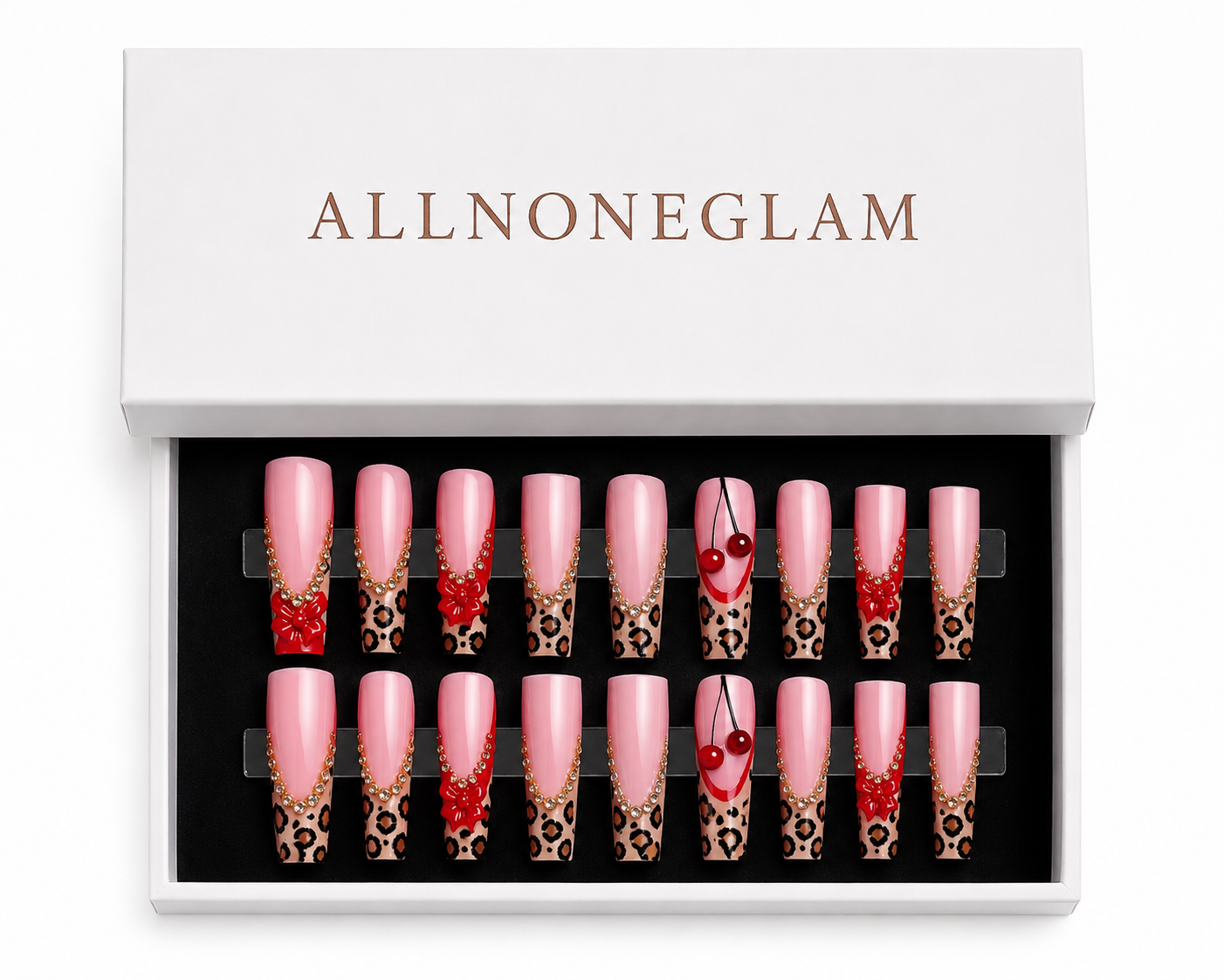 PRE-ORDER | Cherry Luxe Leopard – Press-On Nails